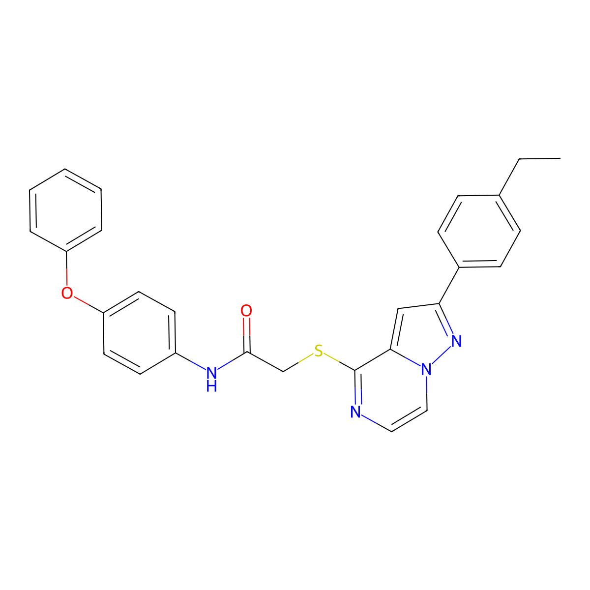 2-{[2-(4-ethylphenyl)pyrazolo[1,5-a]pyrazin-4-yl]sulfanyl}-N-(4-phenoxyphenyl)acetamide molecular structure, CAS 1040651-17-9