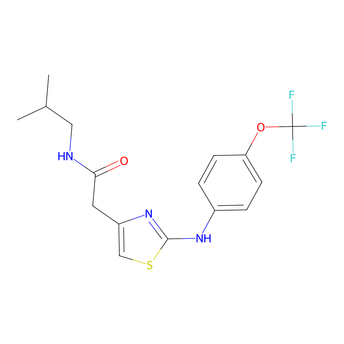 N-(2-methylpropyl)-2-(2-{[4-(trifluoromethoxy)phenyl]amino}-1,3-thiazol-4-yl)acetamide molecular structure, CAS 1040651-18-0