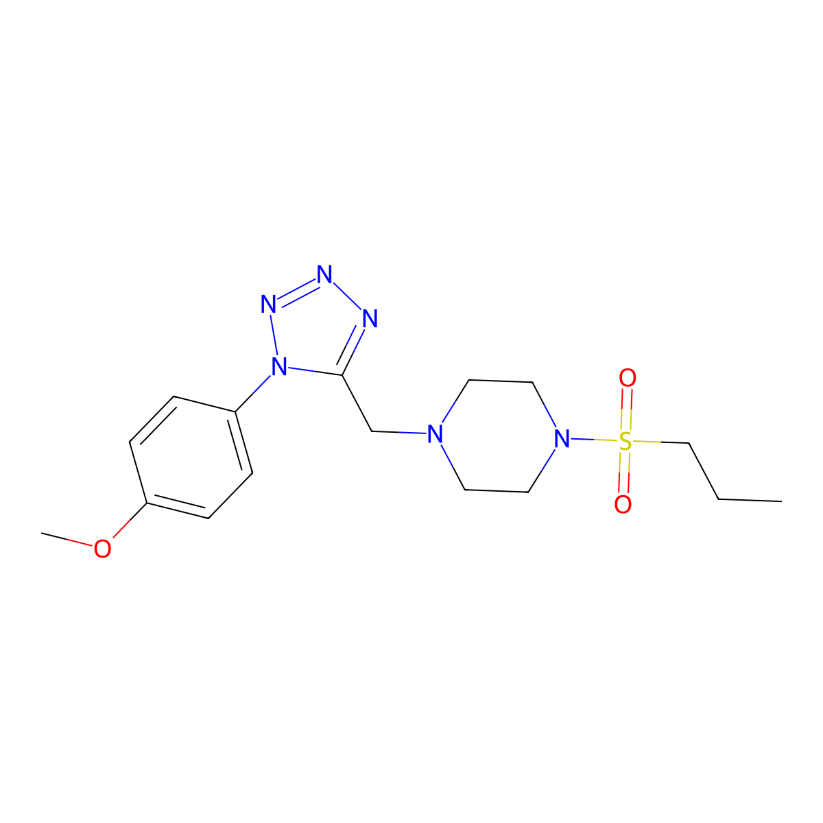 1-((1-(4-methoxyphenyl)-1H-tetrazol-5-yl)methyl)-4-(propylsulfonyl)piperazine molecular structure, CAS 1040651-21-5