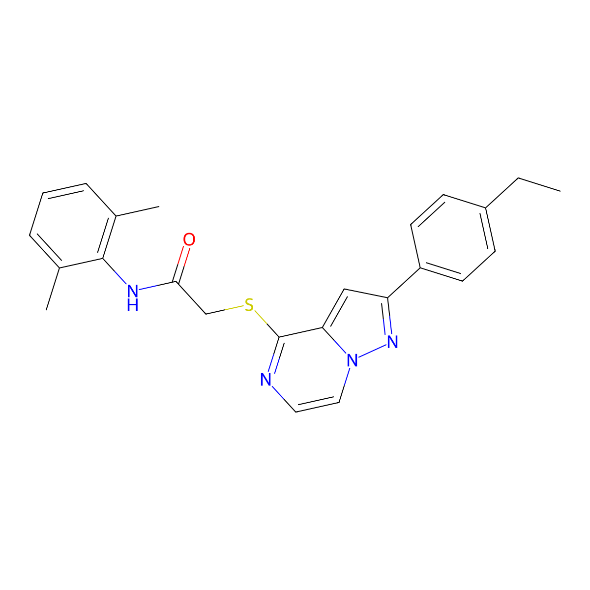 N-(2,6-dimethylphenyl)-2-{[2-(4-ethylphenyl)pyrazolo[1,5-a]pyrazin-4-yl]sulfanyl}acetamide molecular structure, CAS 1040651-31-7