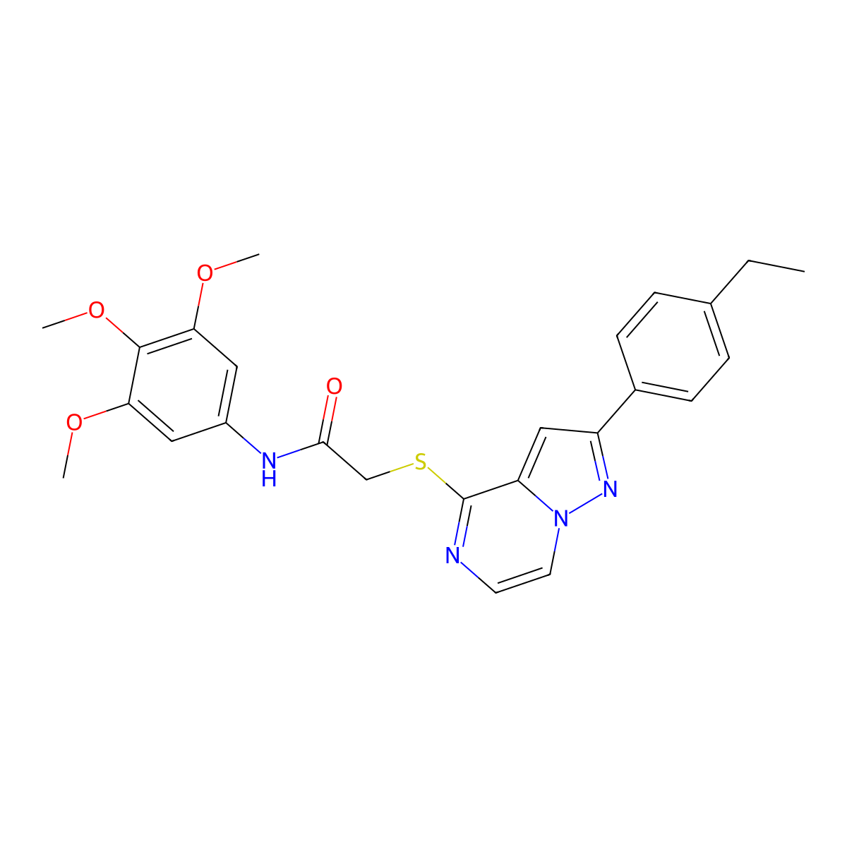 2-{[2-(4-ethylphenyl)pyrazolo[1,5-a]pyrazin-4-yl]sulfanyl}-N-(3,4,5-trimethoxyphenyl)acetamide molecular structure, CAS 1040651-38-4