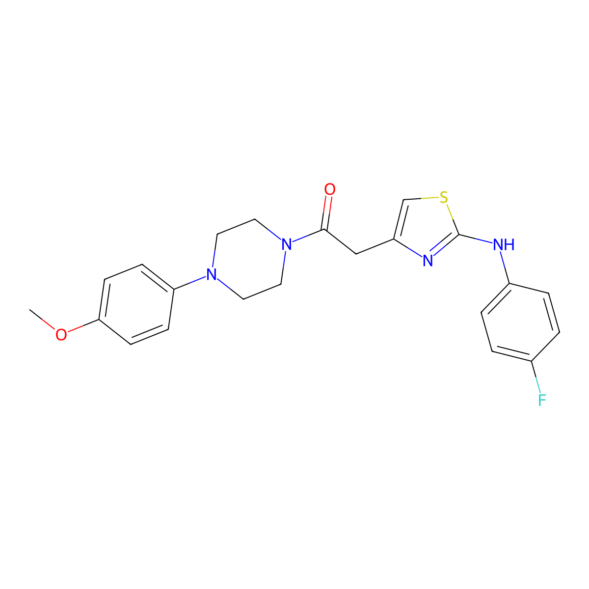 2-{2-[(4-Fluorophenyl)amino]-1,3-thiazol-4-yl}-1-[4-(4-methoxyphenyl)piperazin-1-yl]ethan-1-one molecular structure, CAS 1040651-39-5
