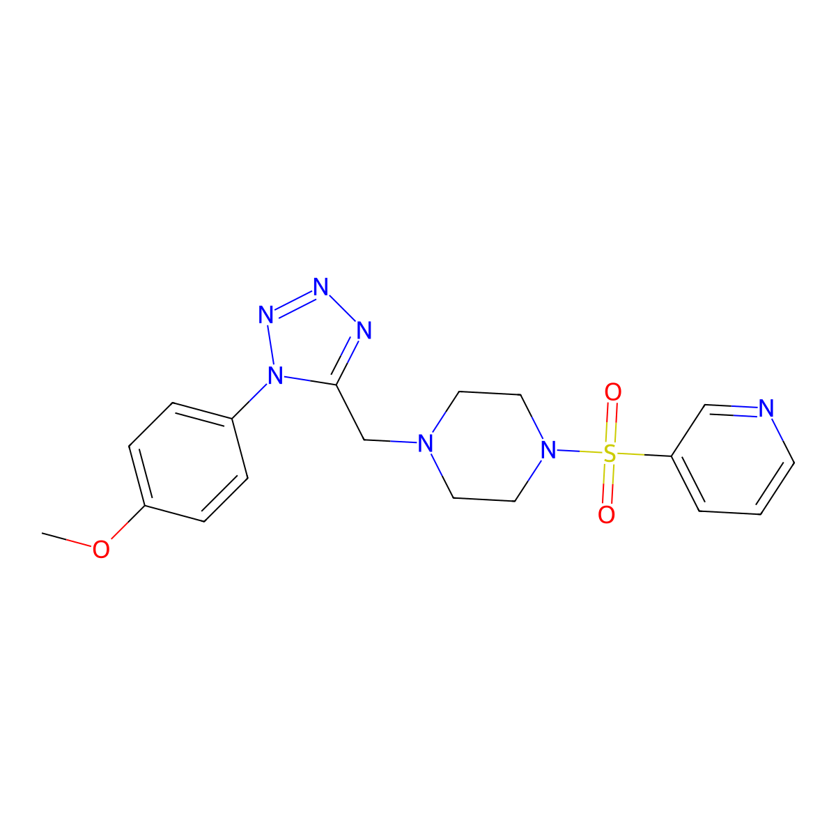 1-((1-(4-methoxyphenyl)-1H-tetrazol-5-yl)methyl)-4-(pyridin-3-ylsulfonyl)piperazine molecular structure, CAS 1040651-42-0