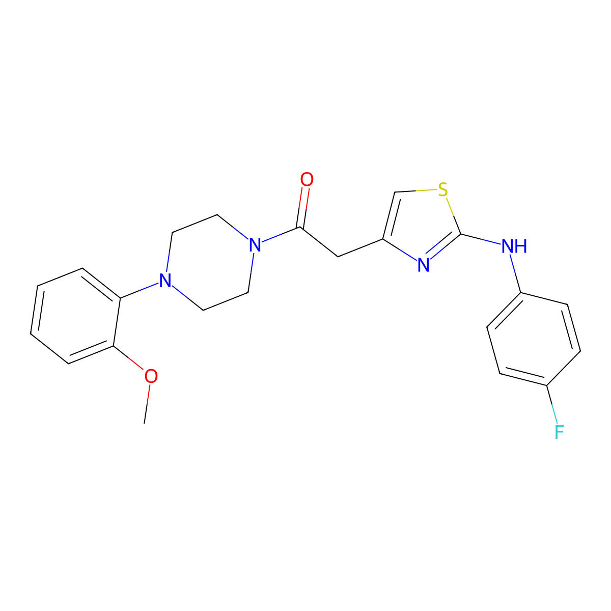2-{2-[(4-Fluorophenyl)amino]-1,3-thiazol-4-yl}-1-[4-(2-methoxyphenyl)piperazin-1-yl]ethan-1-one molecular structure, CAS 1040651-46-4