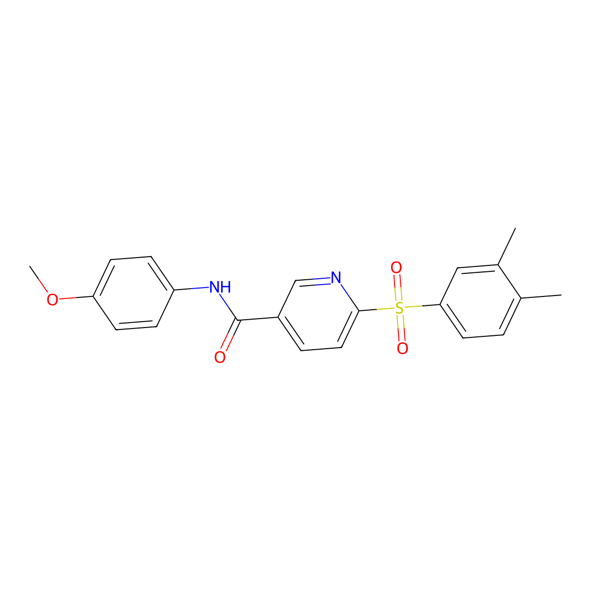 6-((3,4-dimethylphenyl)sulfonyl)-N-(4-methoxyphenyl)nicotinamide molecular structure, CAS 1040651-48-6