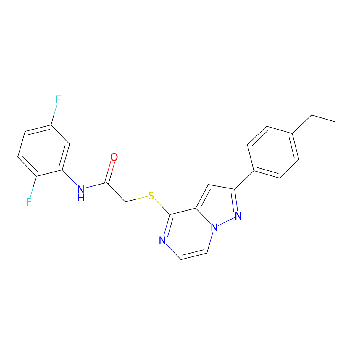 N-(2,5-difluorophenyl)-2-{[2-(4-ethylphenyl)pyrazolo[1,5-a]pyrazin-4-yl]sulfanyl}acetamide molecular structure, CAS 1040651-53-3