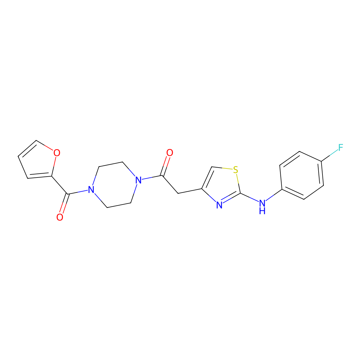 2-{2-[(4-Fluorophenyl)amino]-1,3-thiazol-4-yl}-1-[4-(furan-2-carbonyl)piperazin-1-yl]ethan-1-one molecular structure, CAS 1040651-54-4