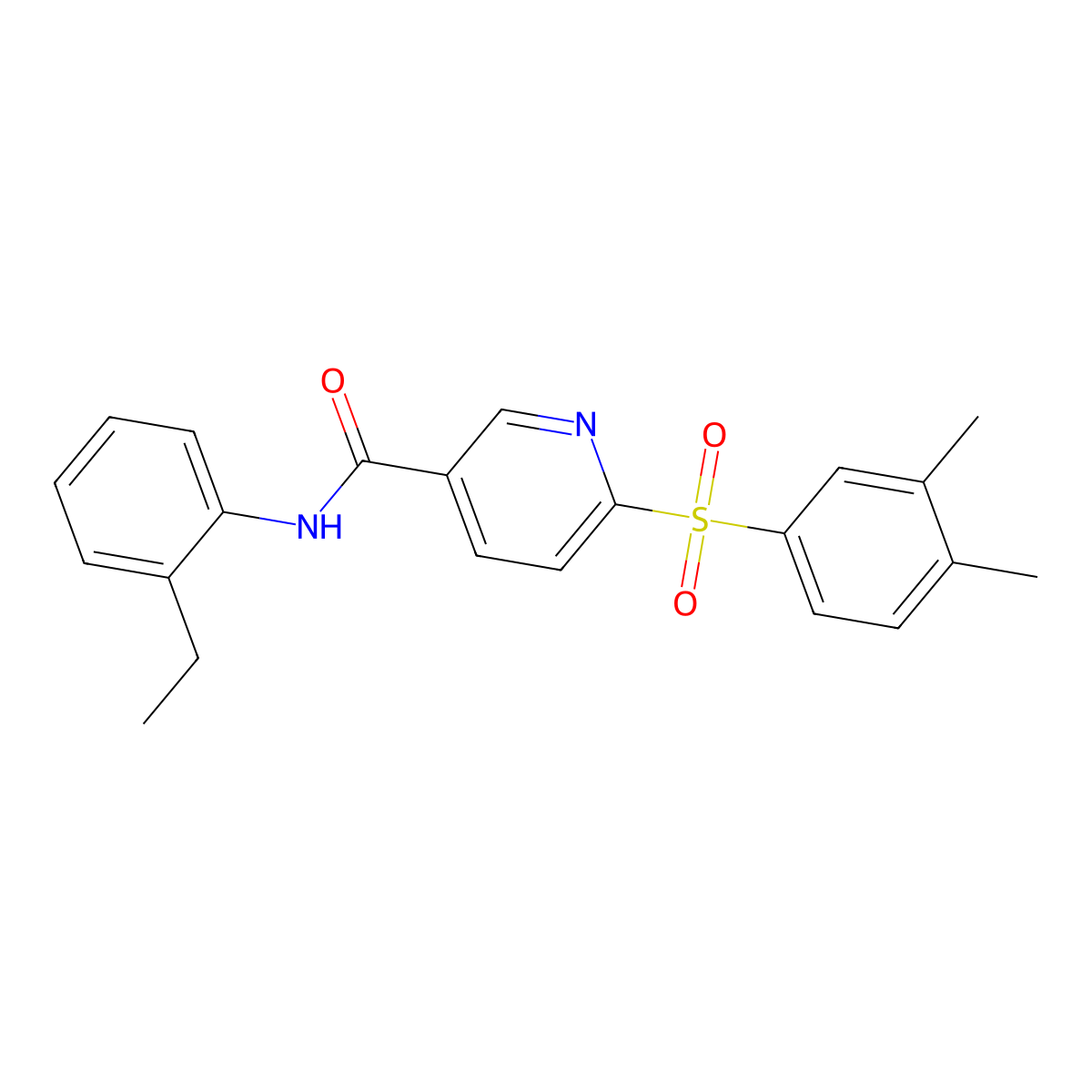 6-((3,4-dimethylphenyl)sulfonyl)-N-(2-ethylphenyl)nicotinamide molecular structure, CAS 1040651-56-6