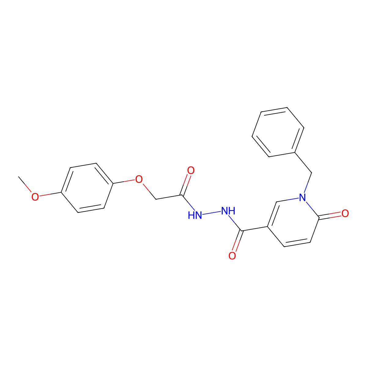 1-benzyl-N'-(2-(4-methoxyphenoxy)acetyl)-6-oxo-1,6-dihydropyridine-3-carbohydrazide molecular structure, CAS 1040651-59-9