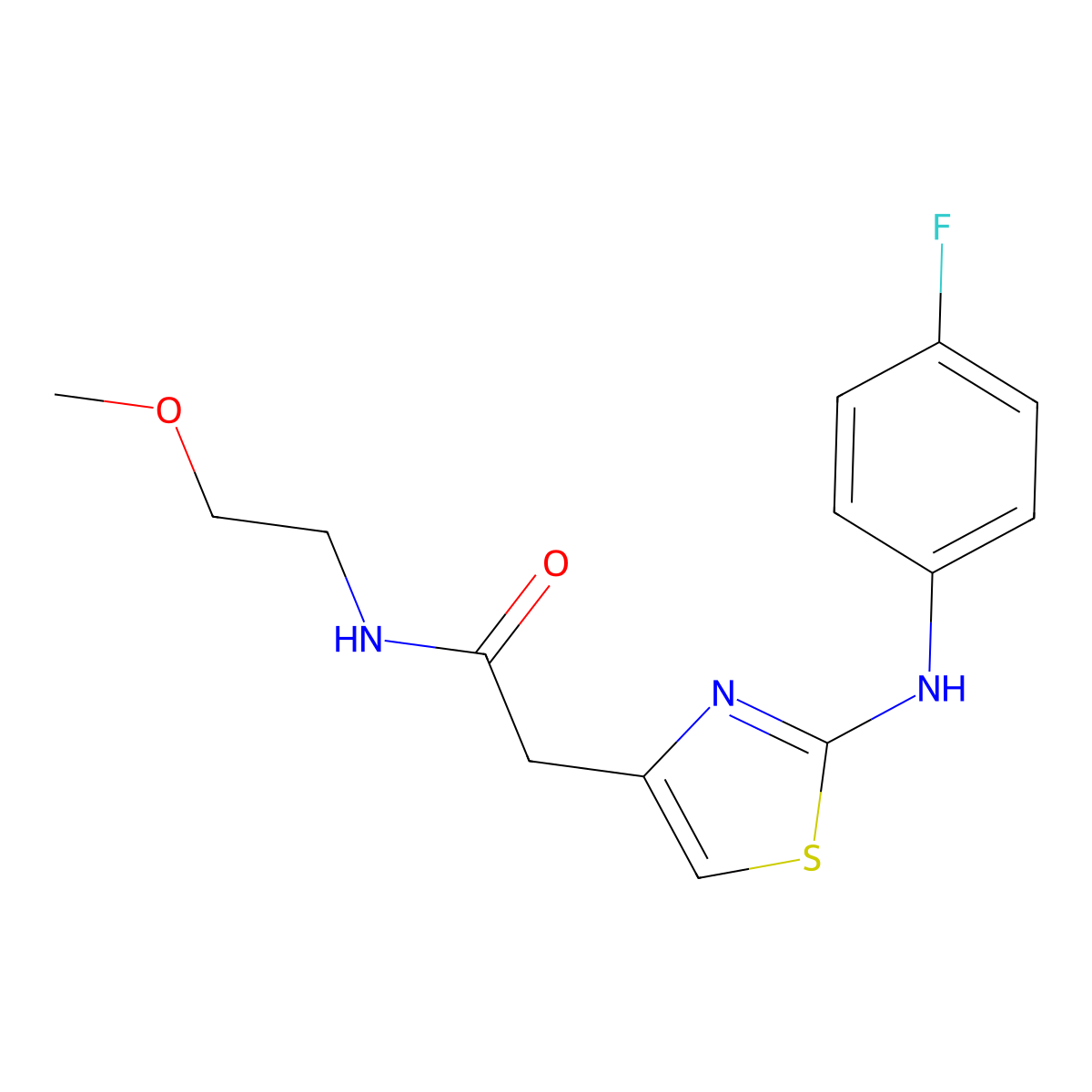 2-{2-[(4-fluorophenyl)amino]-1,3-thiazol-4-yl}-N-(2-methoxyethyl)acetamide molecular structure, CAS 1040651-62-4