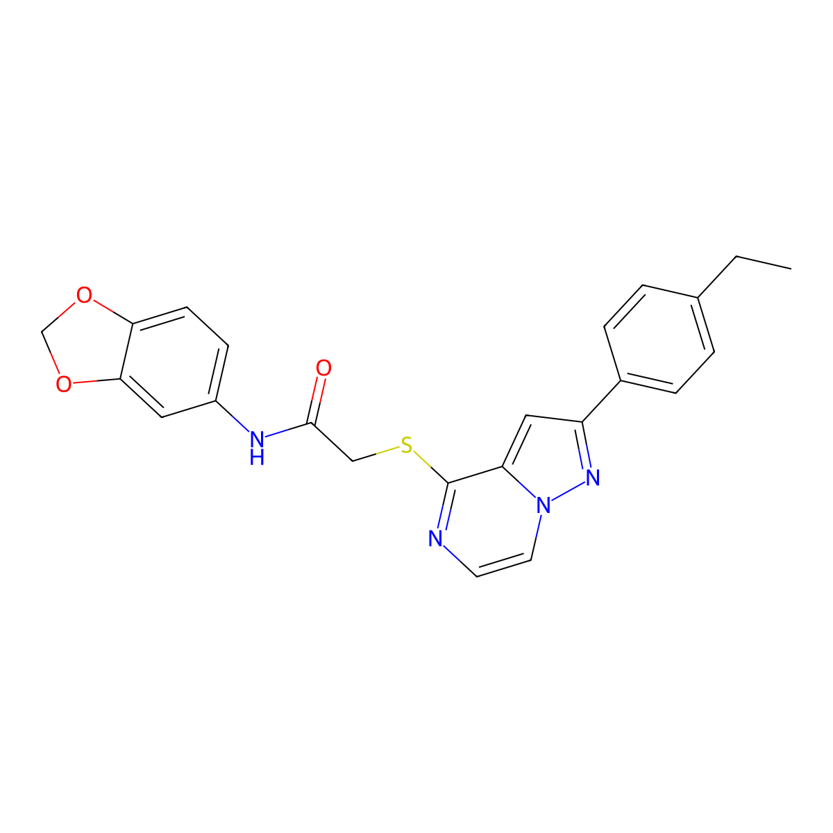 N-(2H-1,3-Benzodioxol-5-YL)-2-{[2-(4-ethylphenyl)pyrazolo[1,5-A]pyrazin-4-YL]sulfanyl}acetamide molecular structure, CAS 1040651-75-9