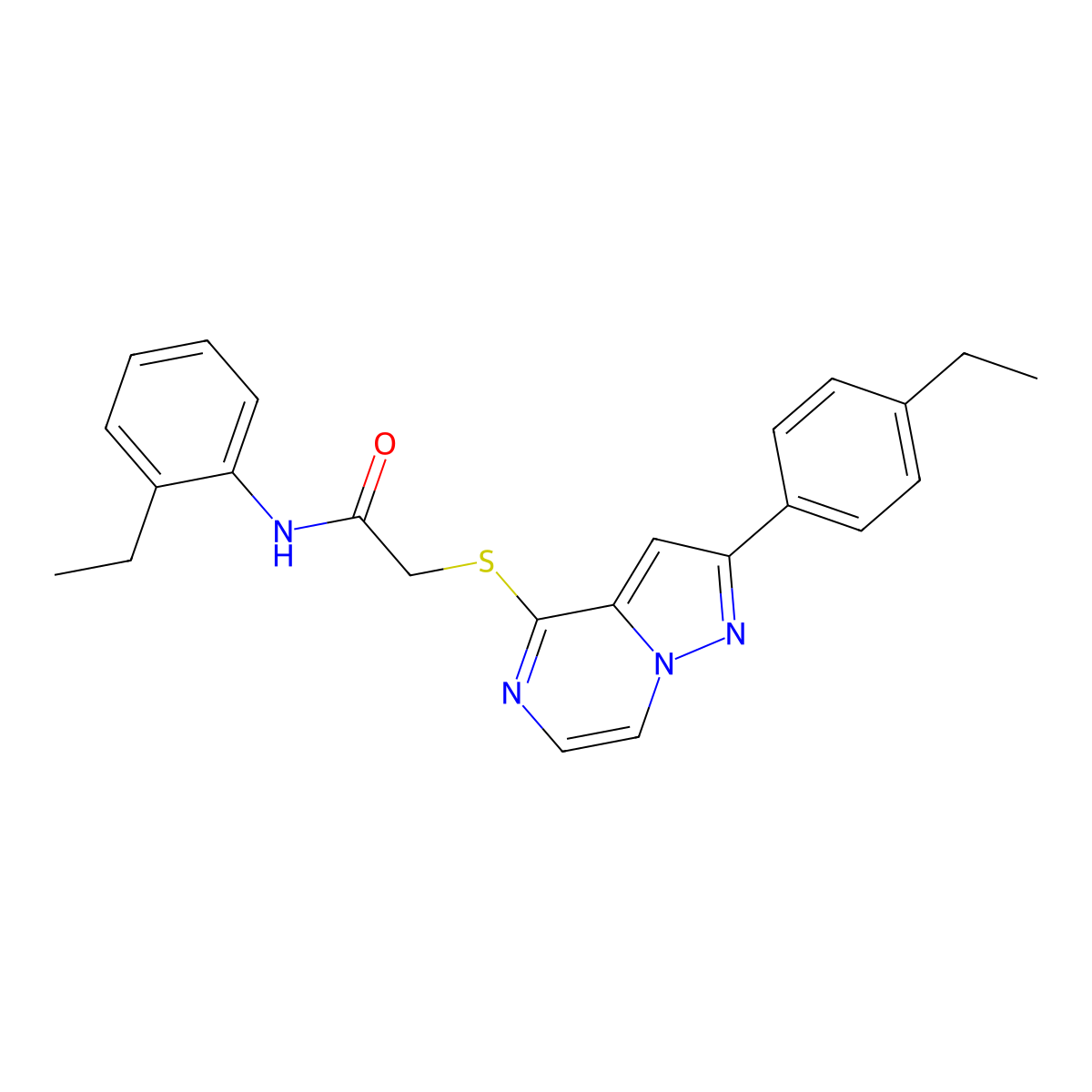 N-(2-ethylphenyl)-2-{[2-(4-ethylphenyl)pyrazolo[1,5-a]pyrazin-4-yl]sulfanyl}acetamide molecular structure, CAS 1040651-82-8