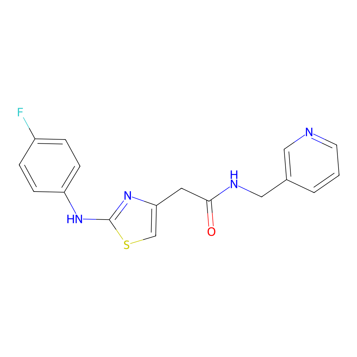2-{2-[(4-fluorophenyl)amino]-1,3-thiazol-4-yl}-N-[(pyridin-3-yl)methyl]acetamide molecular structure, CAS 1040651-83-9