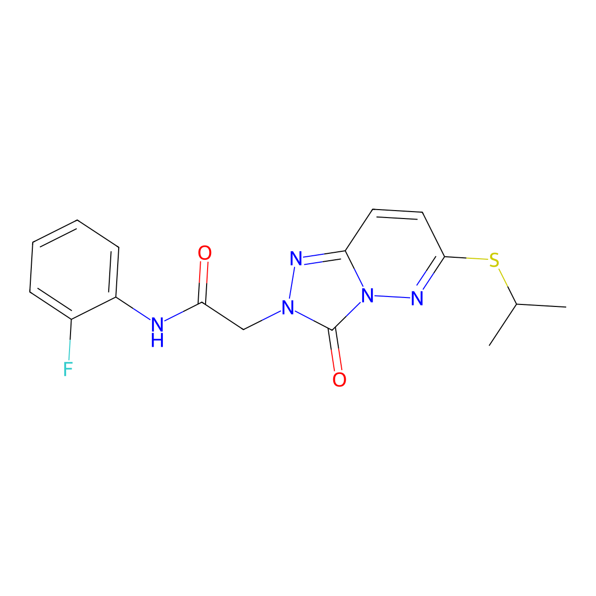 N-(2-fluorophenyl)-2-(6-(isopropylthio)-3-oxo-[1,2,4]triazolo[4,3-b]pyridazin-2(3H)-yl)acetamide molecular structure, CAS 1040651-84-0