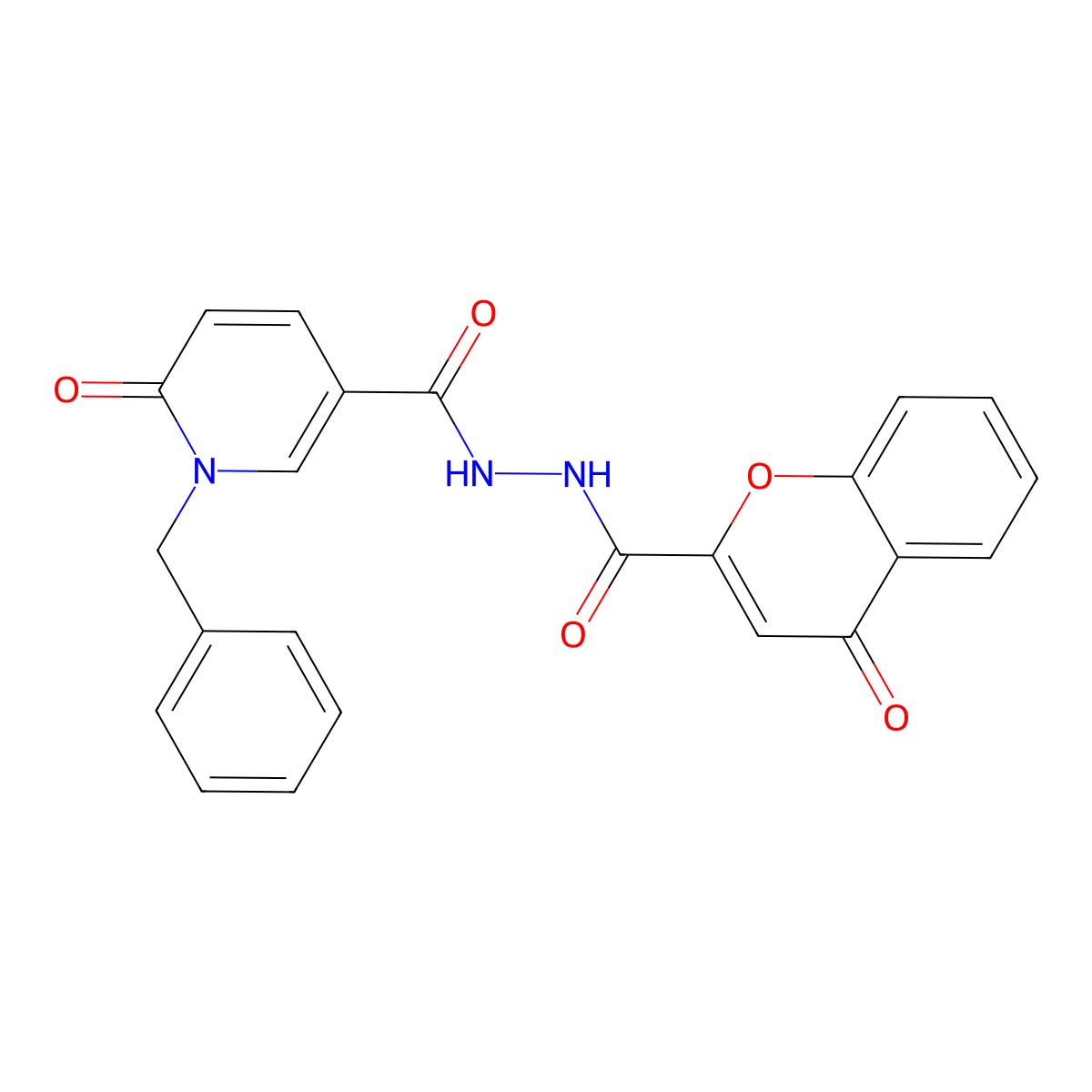 1-benzyl-6-oxo-N'-(4-oxo-4H-chromene-2-carbonyl)-1,6-dihydropyridine-3-carbohydrazide molecular structure, CAS 1040651-87-3