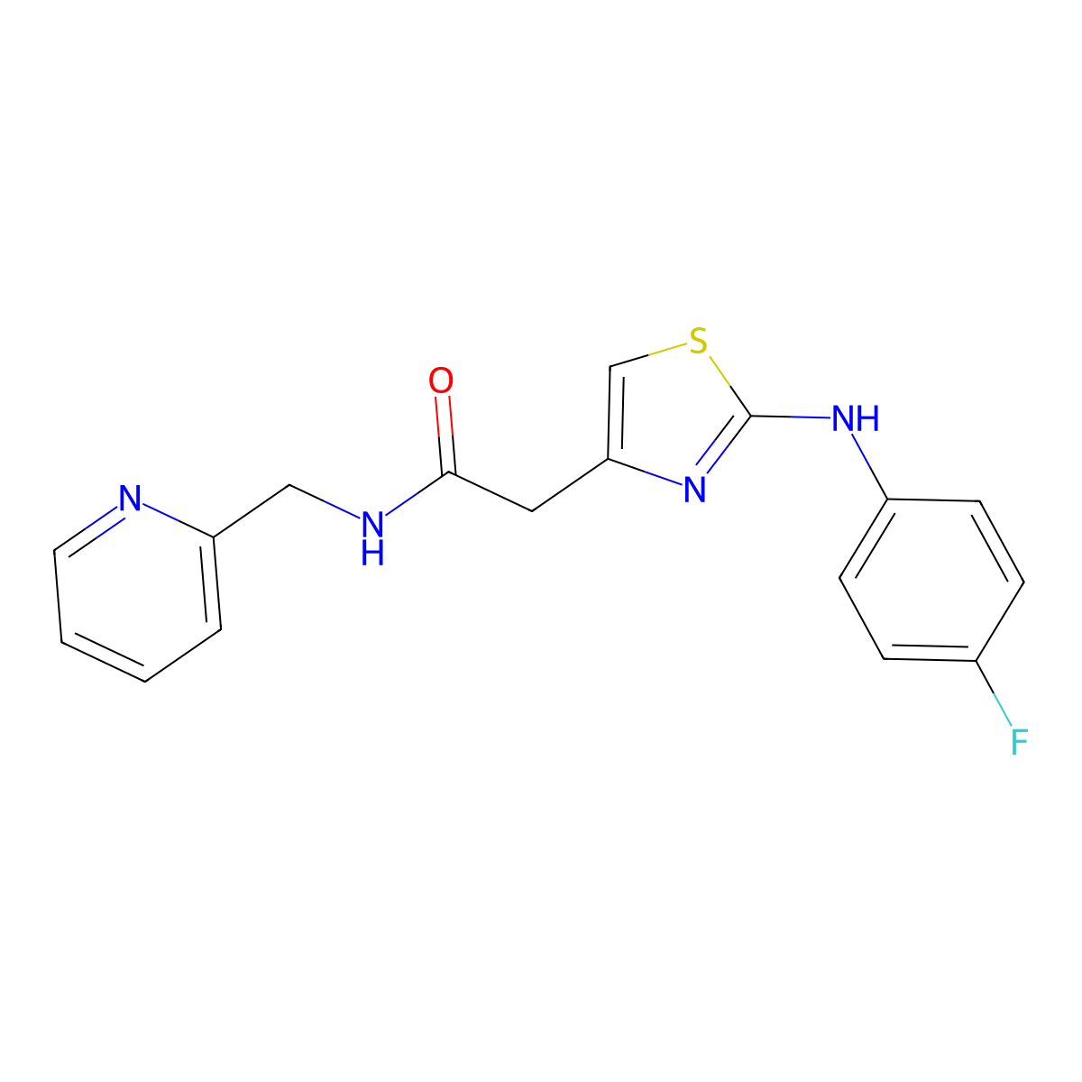 2-{2-[(4-fluorophenyl)amino]-1,3-thiazol-4-yl}-N-[(pyridin-2-yl)methyl]acetamide molecular structure, CAS 1040651-90-8