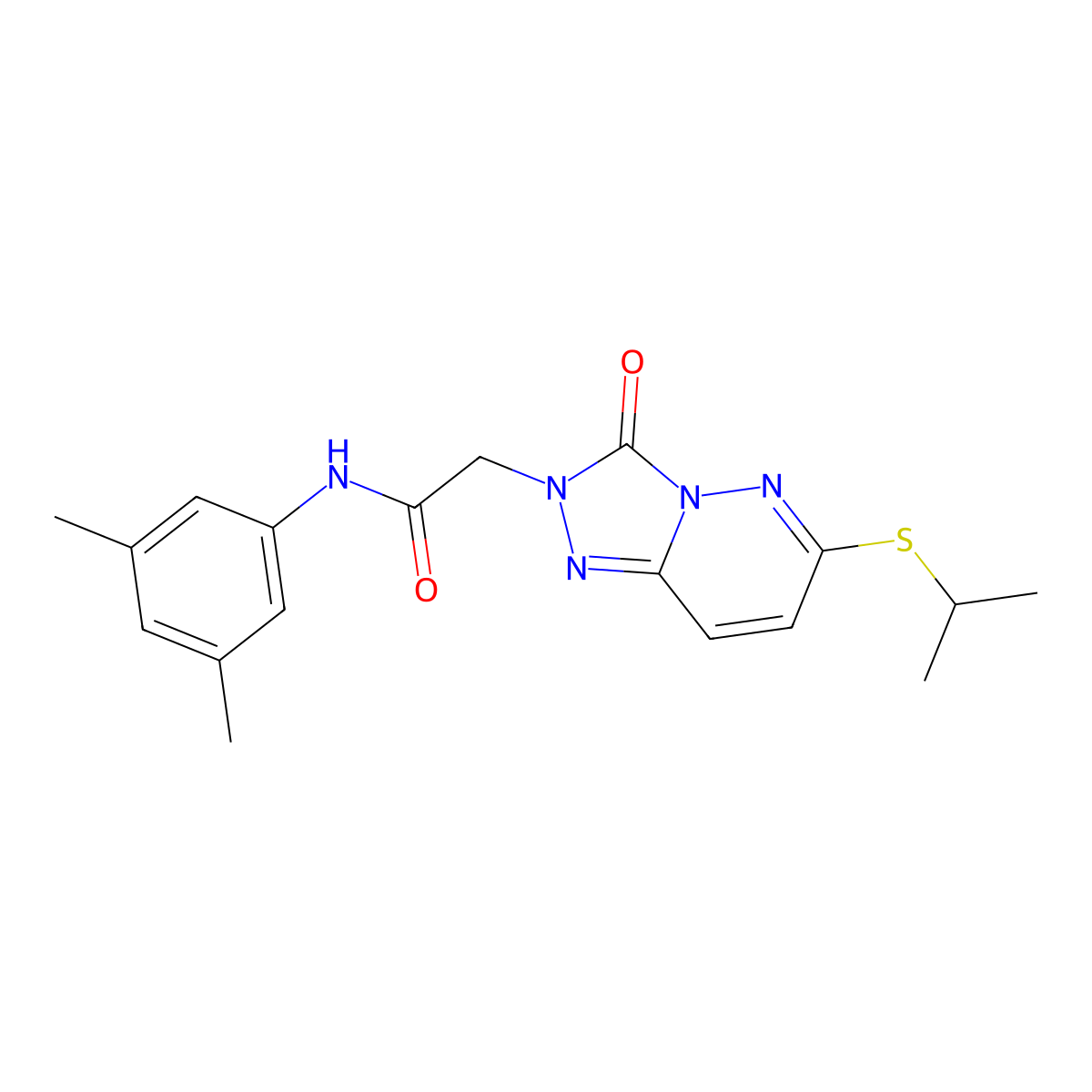 N-(3,5-dimethylphenyl)-2-(6-(isopropylthio)-3-oxo-[1,2,4]triazolo[4,3-b]pyridazin-2(3H)-yl)acetamide molecular structure, CAS 1040651-91-9