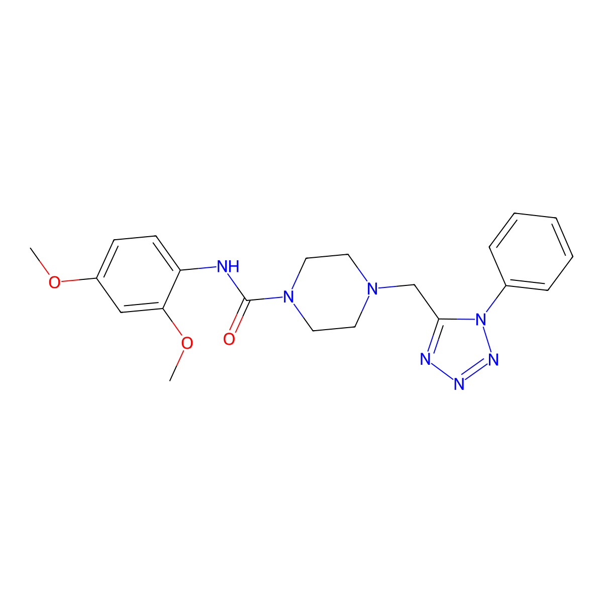 N-(2,4-dimethoxyphenyl)-4-((1-phenyl-1H-tetrazol-5-yl)methyl)piperazine-1-carboxamide molecular structure, CAS 1040651-93-1