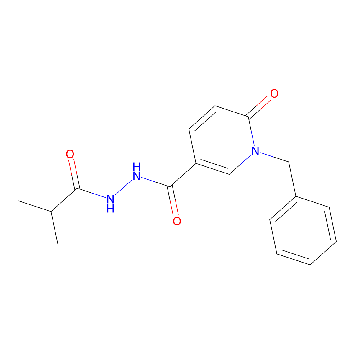 1-benzyl-N'-(2-methylpropanoyl)-6-oxo-1,6-dihydropyridine-3-carbohydrazide molecular structure, CAS 1040651-94-2