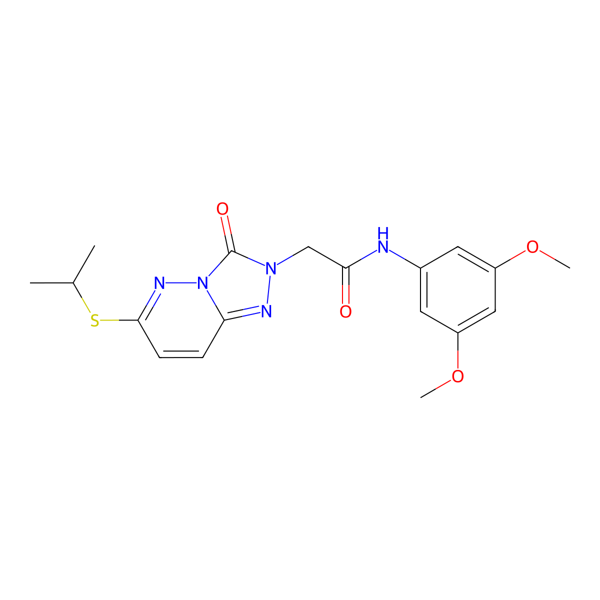 N-(3,5-dimethoxyphenyl)-2-[3-oxo-6-(propan-2-ylsulfanyl)-2H,3H-[1,2,4]triazolo[4,3-b]pyridazin-2-yl]acetamide molecular structure, CAS 1040651-98-6