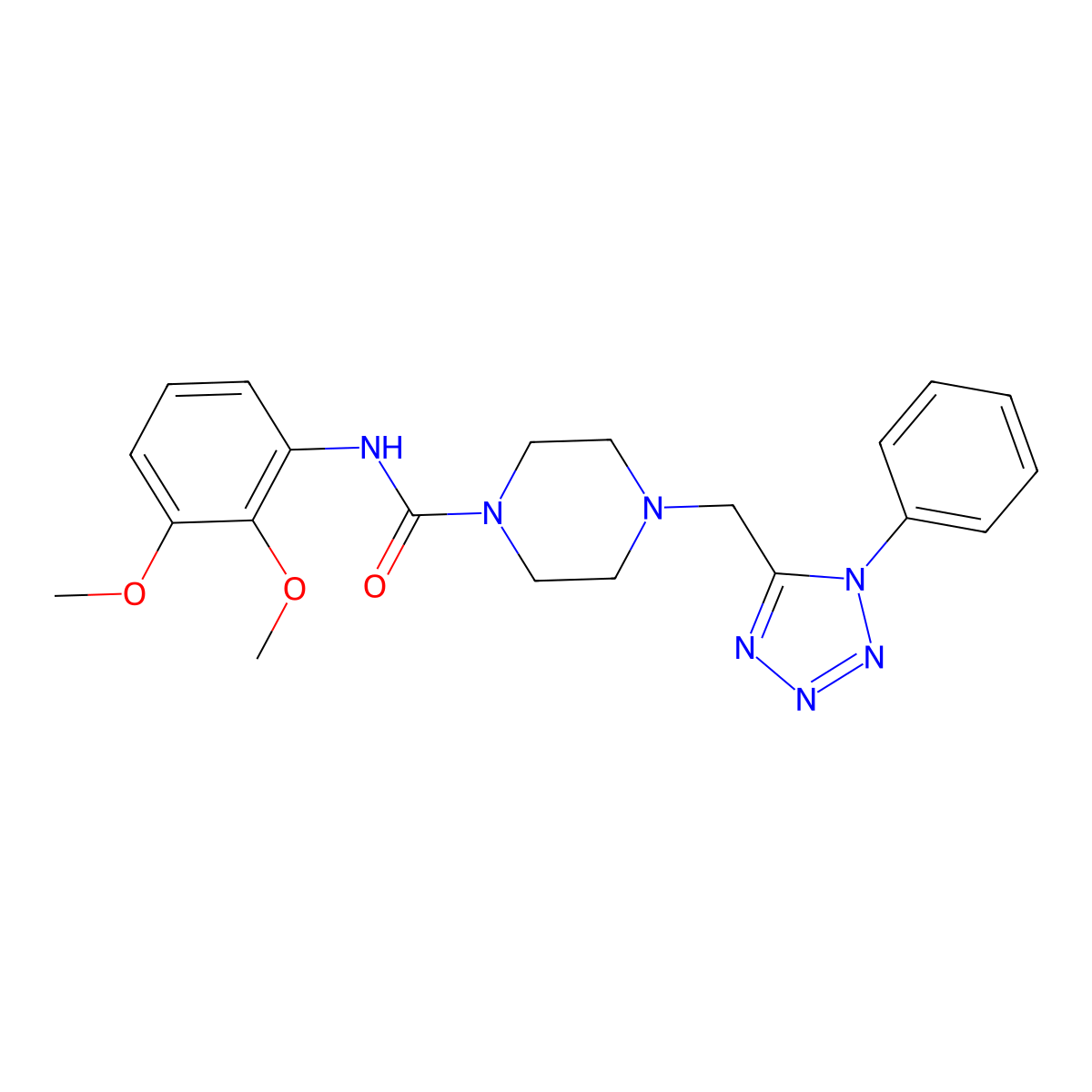 N-(2,3-dimethoxyphenyl)-4-((1-phenyl-1H-tetrazol-5-yl)methyl)piperazine-1-carboxamide molecular structure, CAS 1040652-00-3
