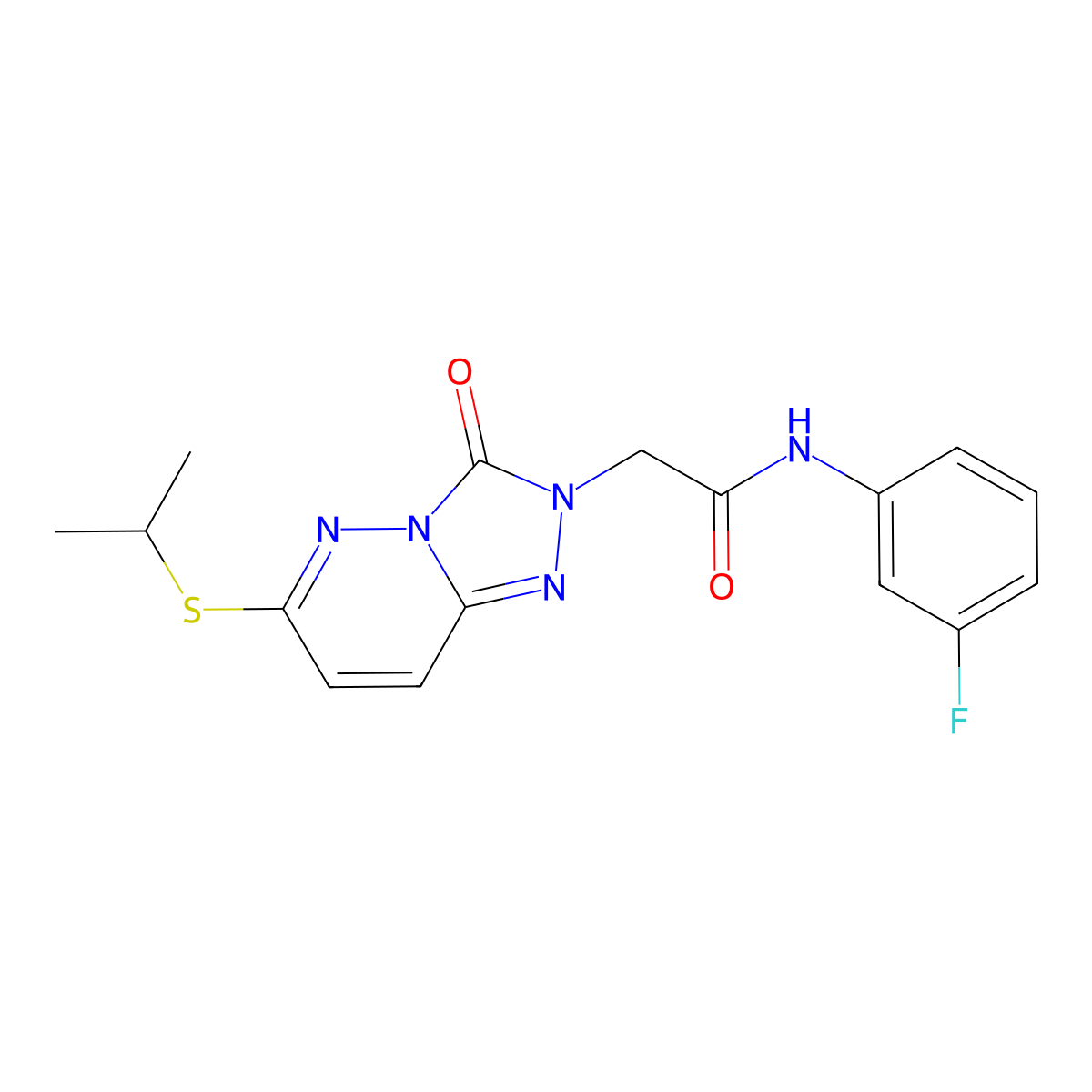N-(3-fluorophenyl)-2-(6-(isopropylthio)-3-oxo-[1,2,4]triazolo[4,3-b]pyridazin-2(3H)-yl)acetamide molecular structure, CAS 1040652-05-8