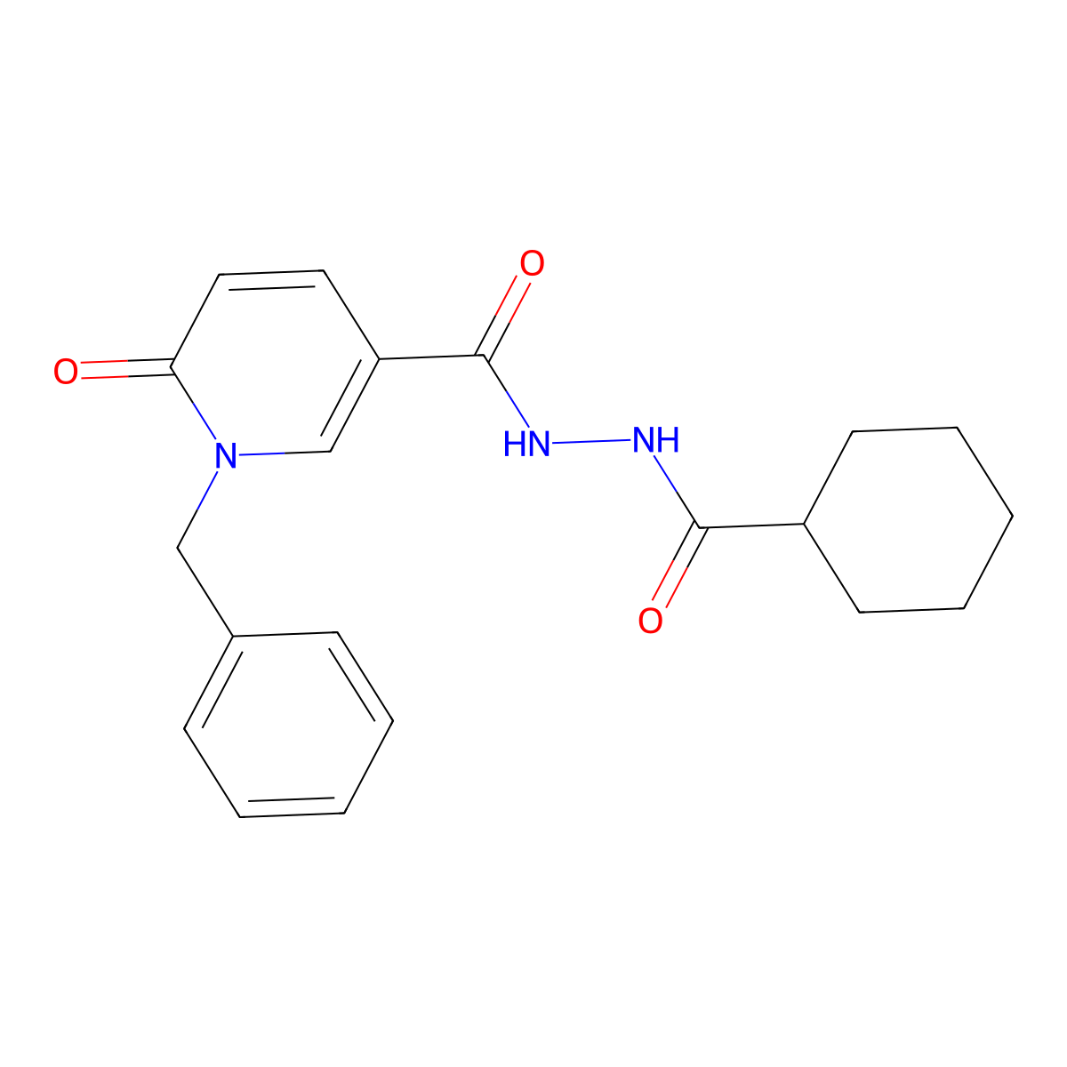 N'-(1-benzyl-6-oxo-1,6-dihydropyridine-3-carbonyl)cyclohexanecarbohydrazide molecular structure, CAS 1040652-09-2
