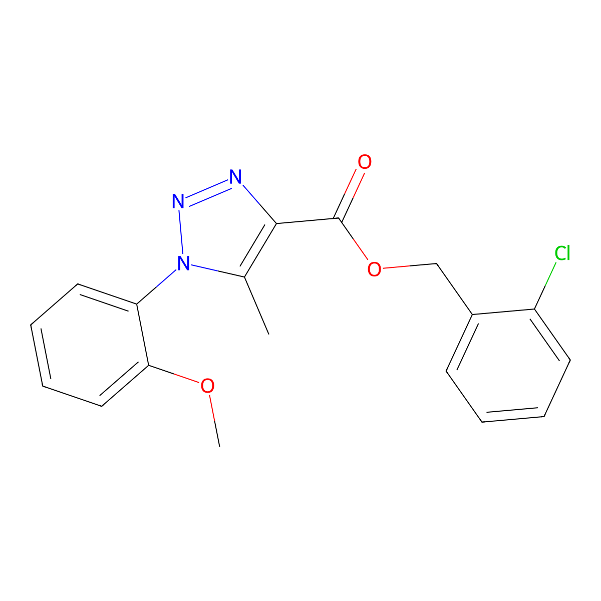 (2-chlorophenyl)methyl 1-(2-methoxyphenyl)-5-methyl-1H-1,2,3-triazole-4-carboxylate molecular structure, CAS 1040652-10-5