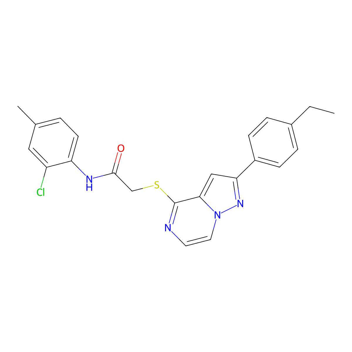 N-(2-chloro-4-methylphenyl)-2-{[2-(4-ethylphenyl)pyrazolo[1,5-a]pyrazin-4-yl]sulfanyl}acetamide molecular structure, CAS 1040652-11-6