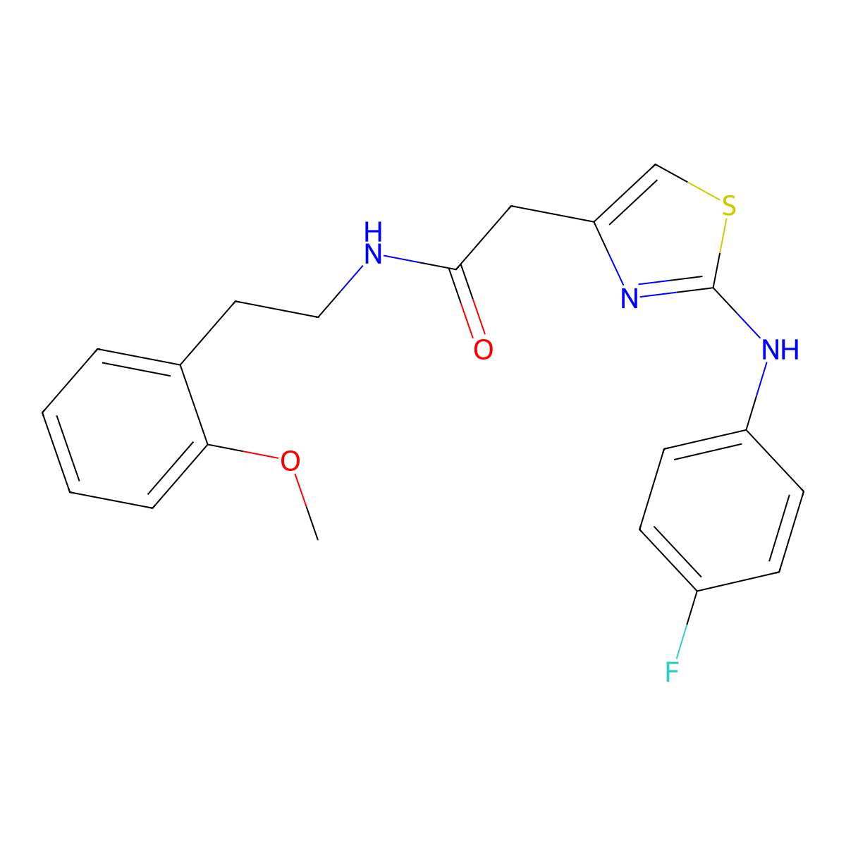 2-{2-[(4-fluorophenyl)amino]-1,3-thiazol-4-yl}-N-[2-(2-methoxyphenyl)ethyl]acetamide molecular structure, CAS 1040652-13-8