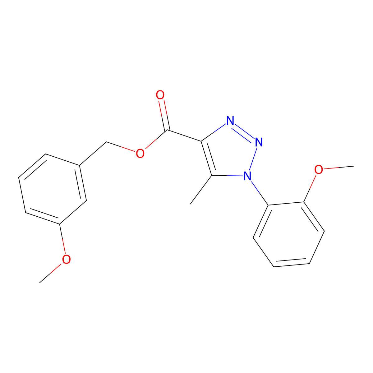 (3-methoxyphenyl)methyl 1-(2-methoxyphenyl)-5-methyl-1H-1,2,3-triazole-4-carboxylate molecular structure, CAS 1040652-17-2