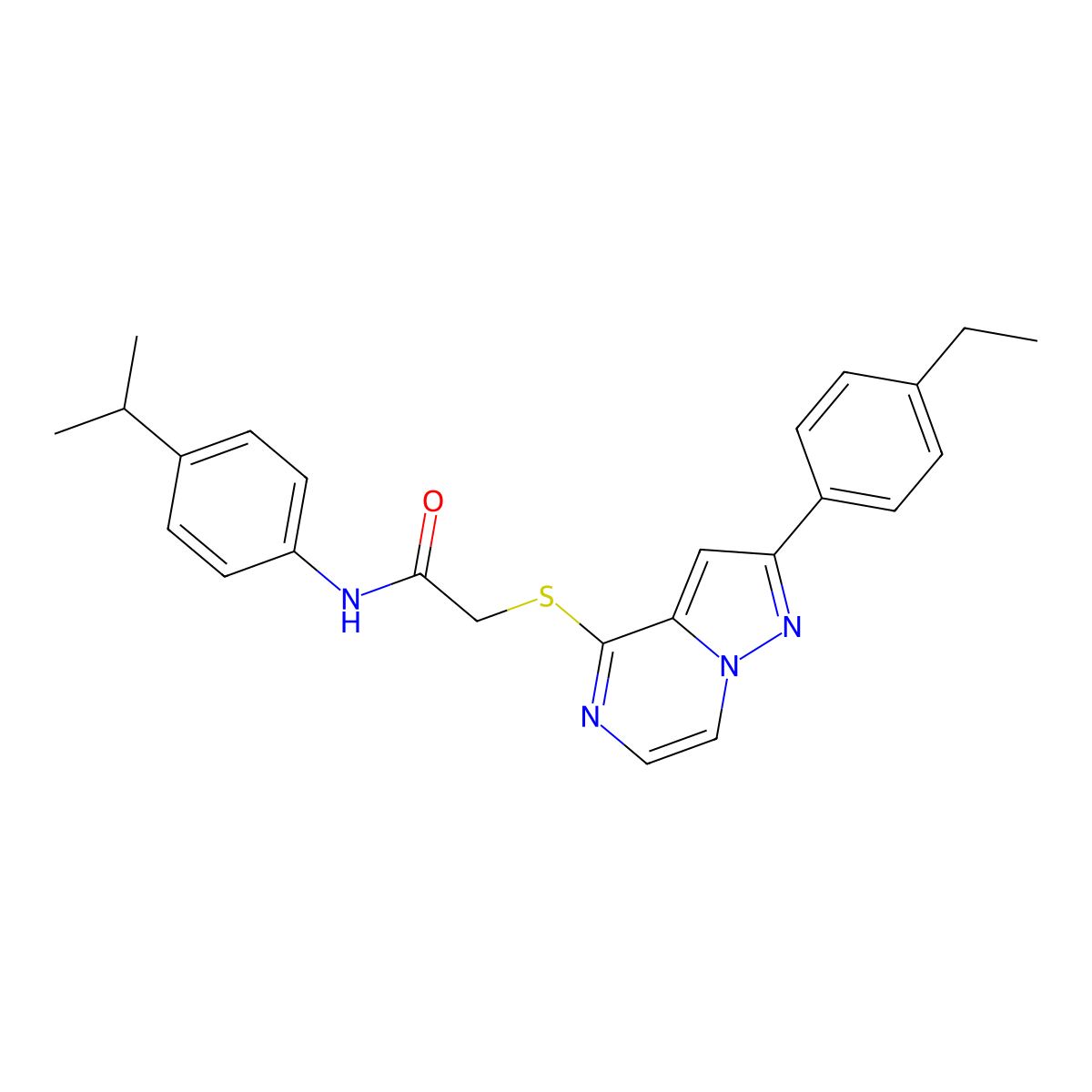 2-{[2-(4-ethylphenyl)pyrazolo[1,5-a]pyrazin-4-yl]sulfanyl}-N-[4-(propan-2-yl)phenyl]acetamide molecular structure, CAS 1040652-25-2