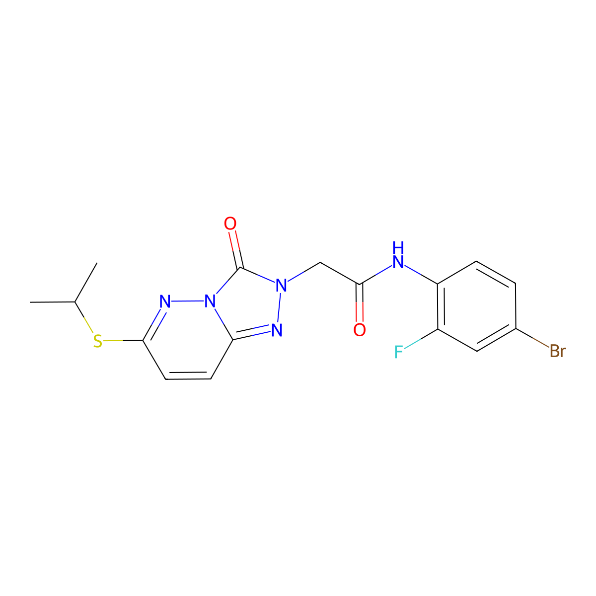 N-(4-bromo-2-fluorophenyl)-2-[3-oxo-6-(propan-2-ylsulfanyl)-2H,3H-[1,2,4]triazolo[4,3-b]pyridazin-2-yl]acetamide molecular structure, CAS 1040652-26-3