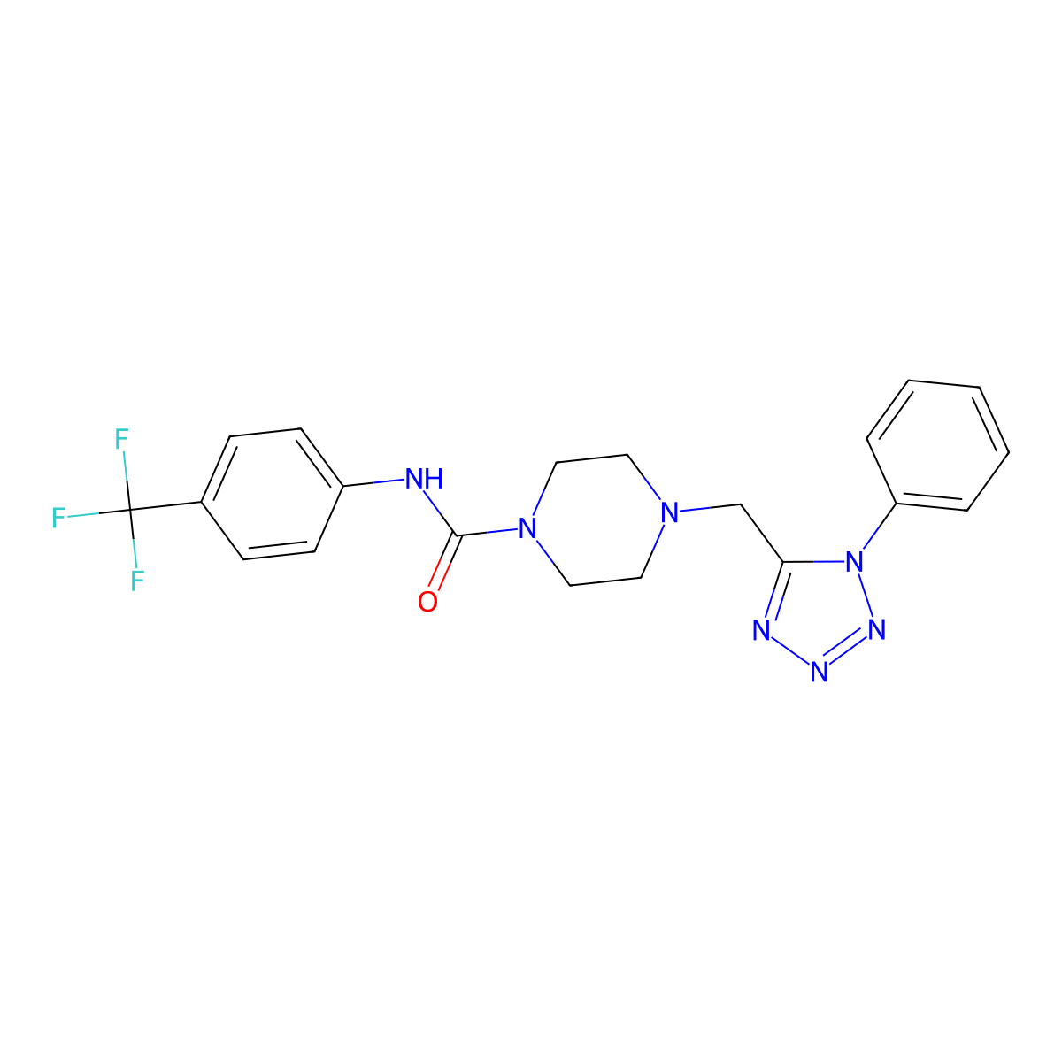 4-((1-phenyl-1H-tetrazol-5-yl)methyl)-N-(4-(trifluoromethyl)phenyl)piperazine-1-carboxamide molecular structure, CAS 1040652-30-9