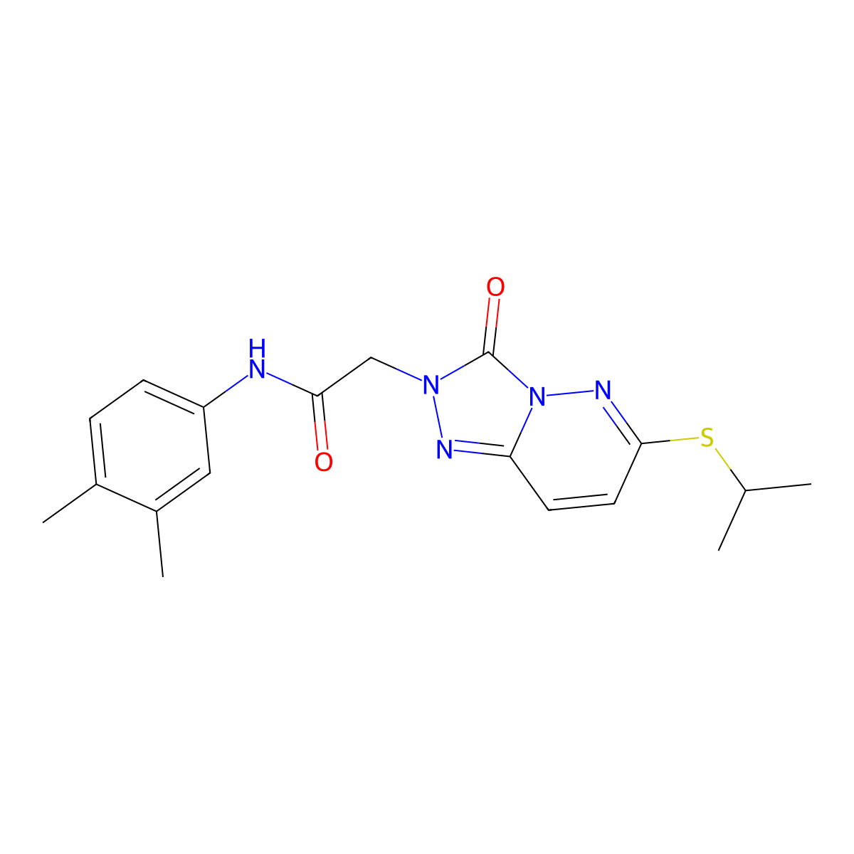 N-(3,4-dimethylphenyl)-2-(6-(isopropylthio)-3-oxo-[1,2,4]triazolo[4,3-b]pyridazin-2(3H)-yl)acetamide molecular structure, CAS 1040652-33-2