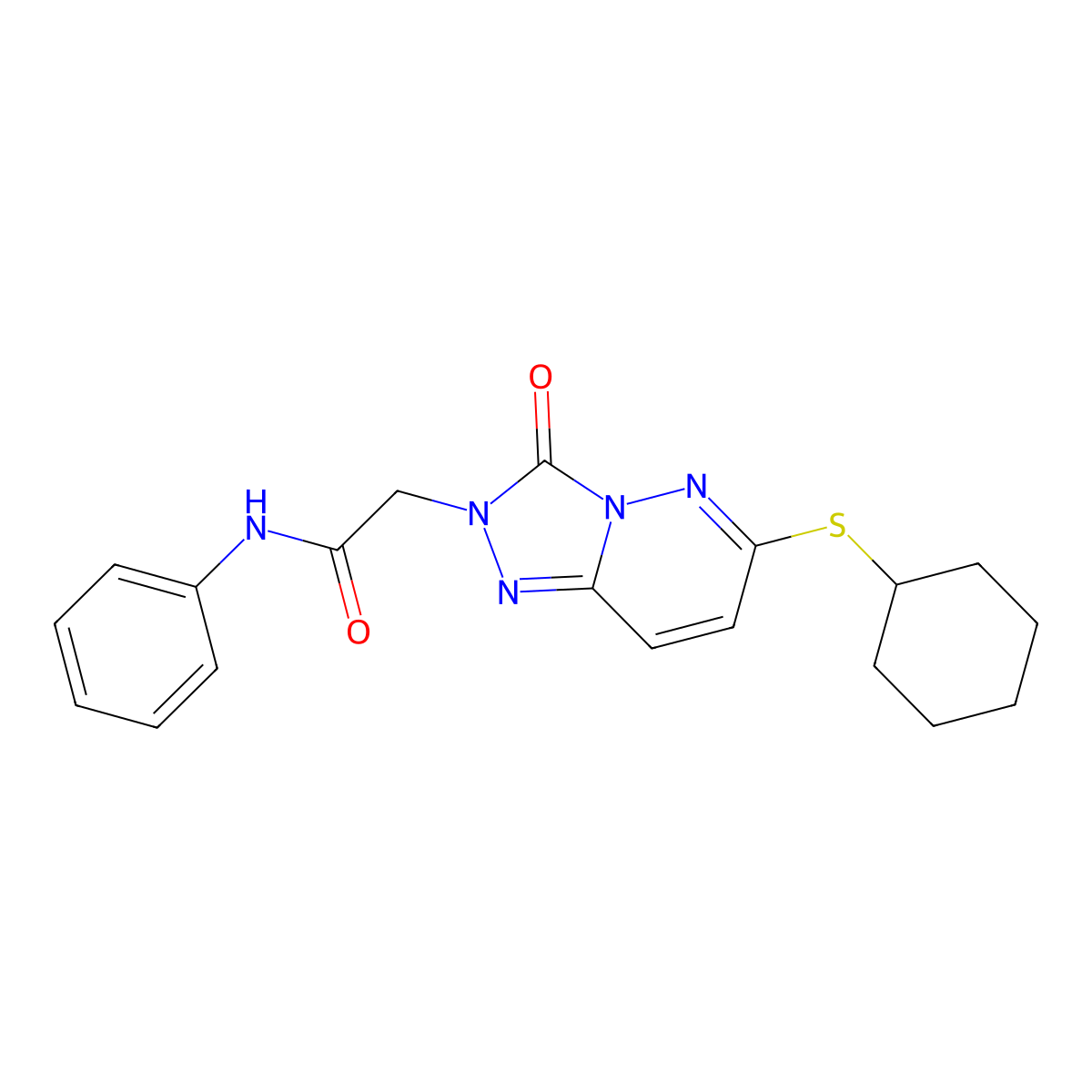 2-(6-(cyclohexylthio)-3-oxo-[1,2,4]triazolo[4,3-b]pyridazin-2(3H)-yl)-N-phenylacetamide molecular structure, CAS 1040652-42-3
