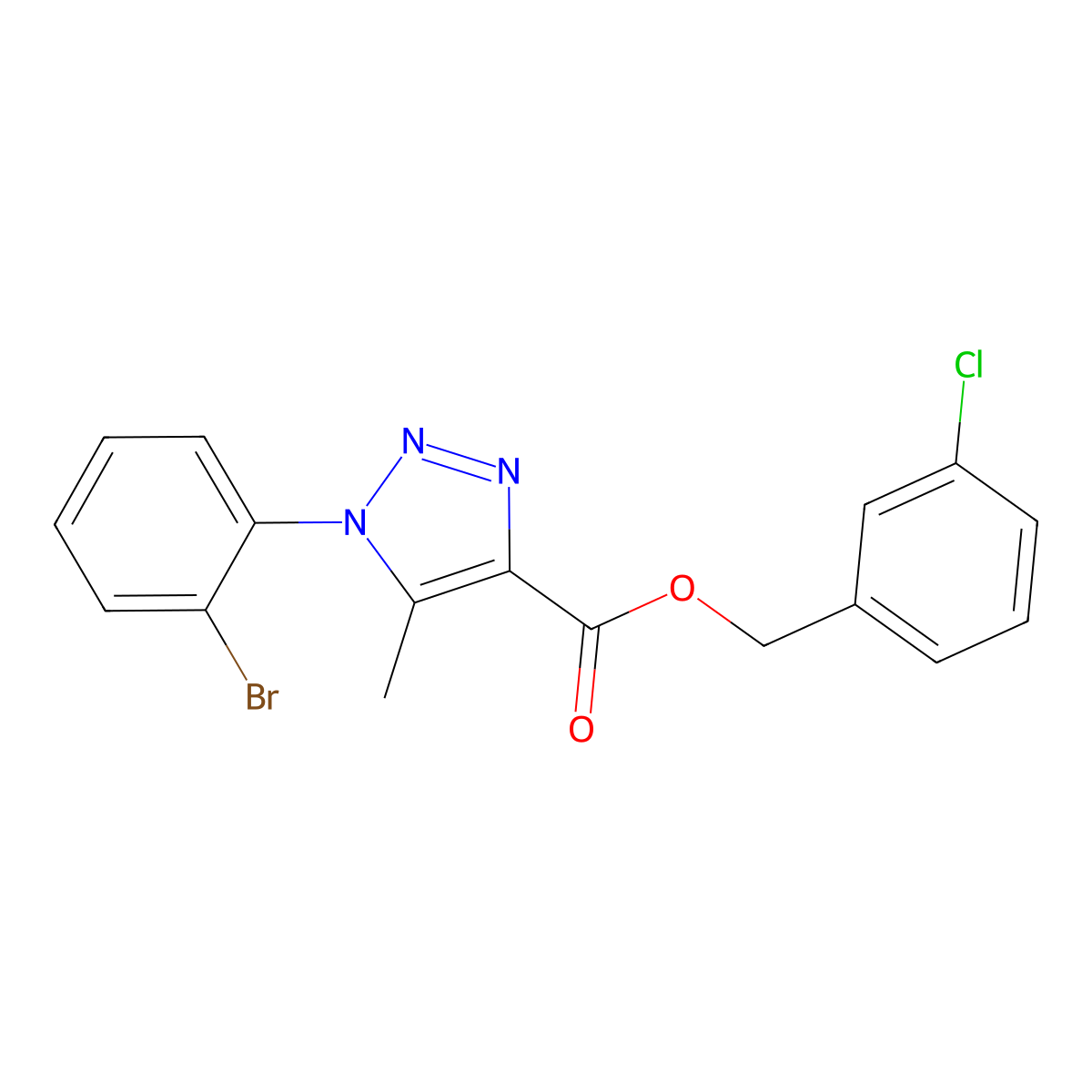 3-chlorobenzyl 1-(2-bromophenyl)-5-methyl-1H-1,2,3-triazole-4-carboxylate molecular structure, CAS 1040652-45-6