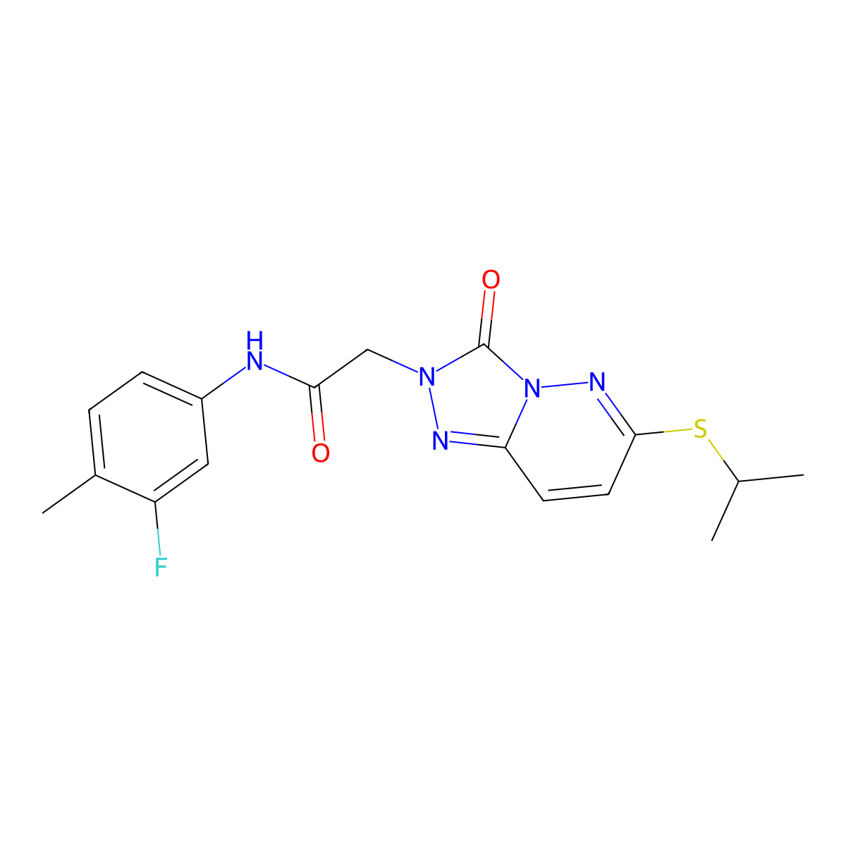 N-(3-fluoro-4-methylphenyl)-2-(6-(isopropylthio)-3-oxo-[1,2,4]triazolo[4,3-b]pyridazin-2(3H)-yl)acetamide molecular structure, CAS 1040652-47-8