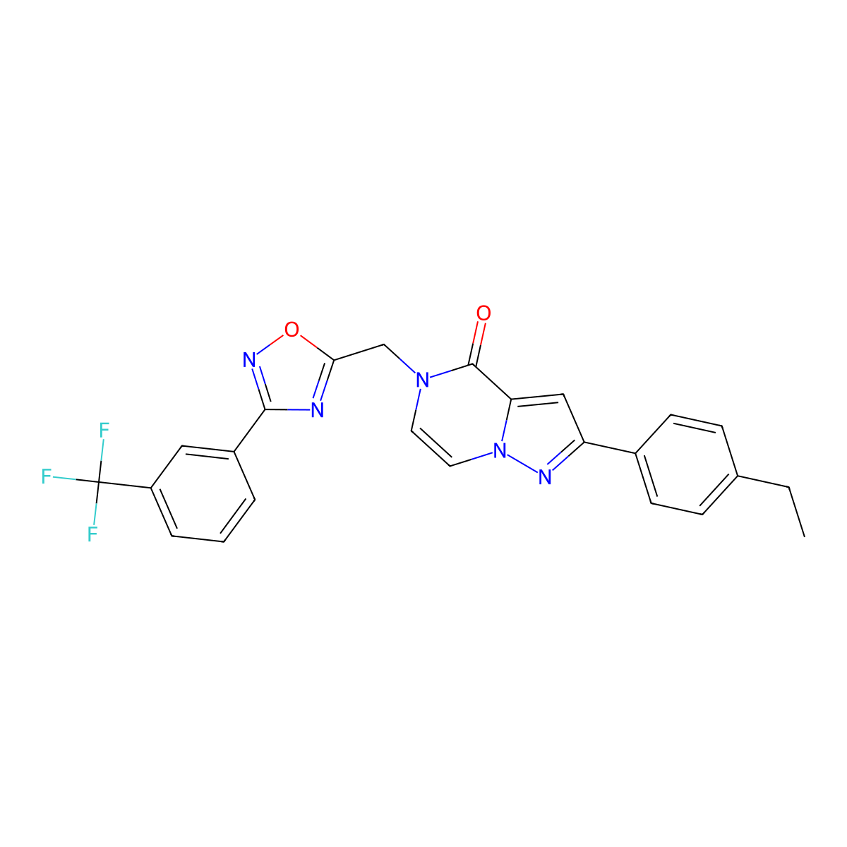 2-(4-ethylphenyl)-5-({3-[3-(trifluoromethyl)phenyl]-1,2,4-oxadiazol-5-yl}methyl)-4H,5H-pyrazolo[1,5-a]pyrazin-4-one molecular structure, CAS 1040652-50-3