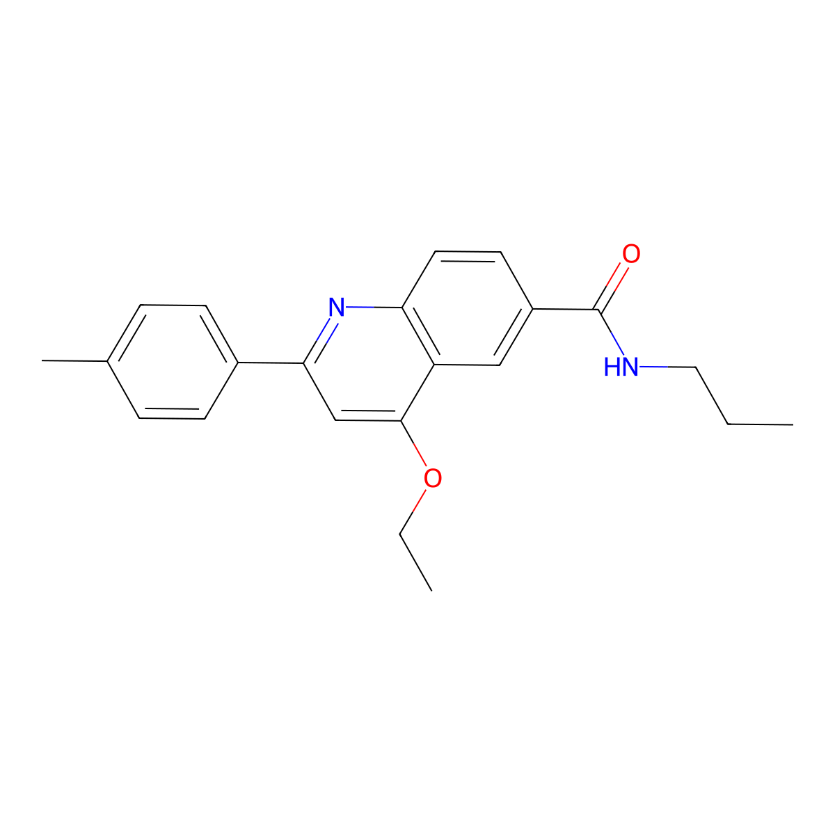 4-ethoxy-2-(4-methylphenyl)-N-propylquinoline-6-carboxamide molecular structure, CAS 1040652-52-5