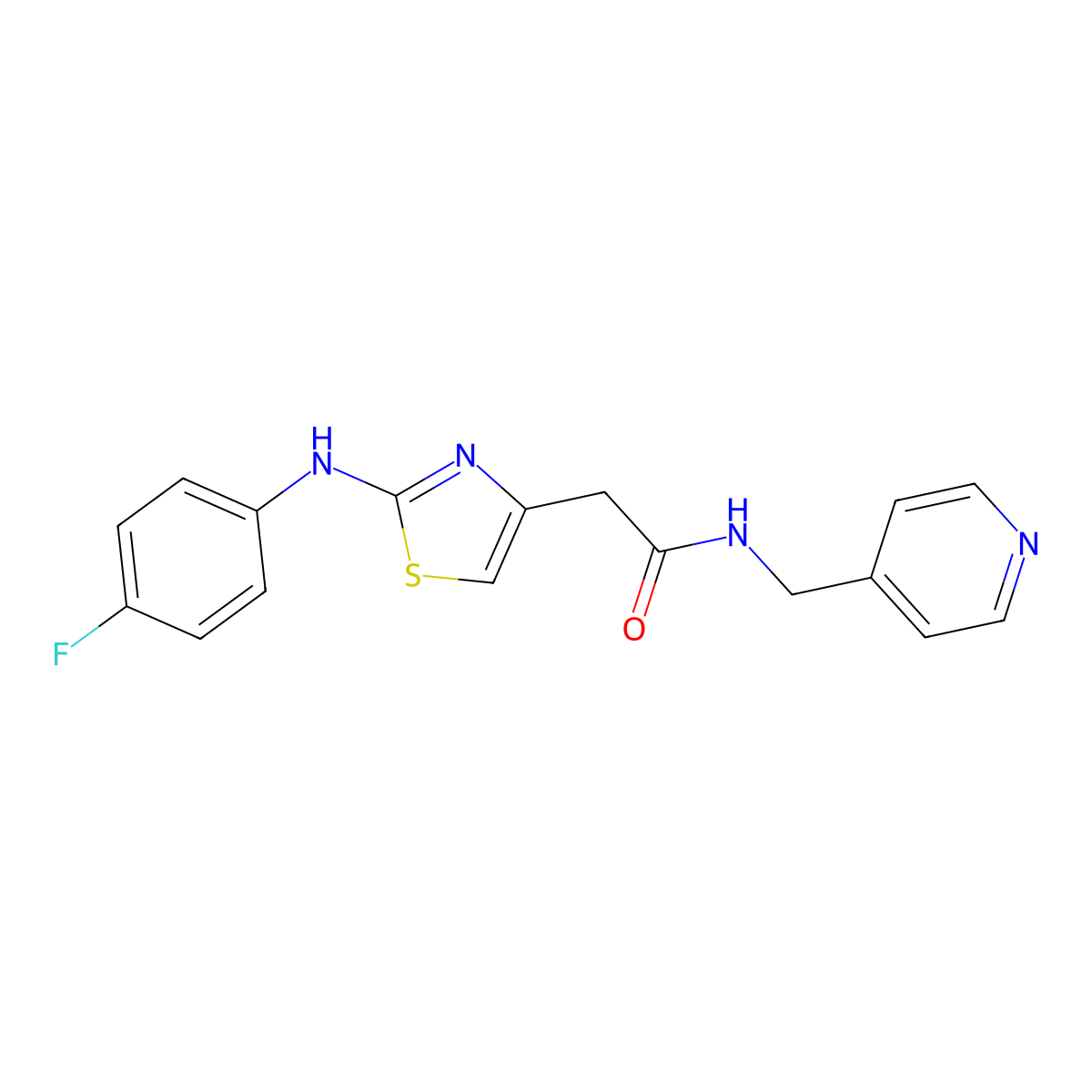 2-{2-[(4-fluorophenyl)amino]-1,3-thiazol-4-yl}-N-[(pyridin-4-yl)methyl]acetamide molecular structure, CAS 1040652-55-8