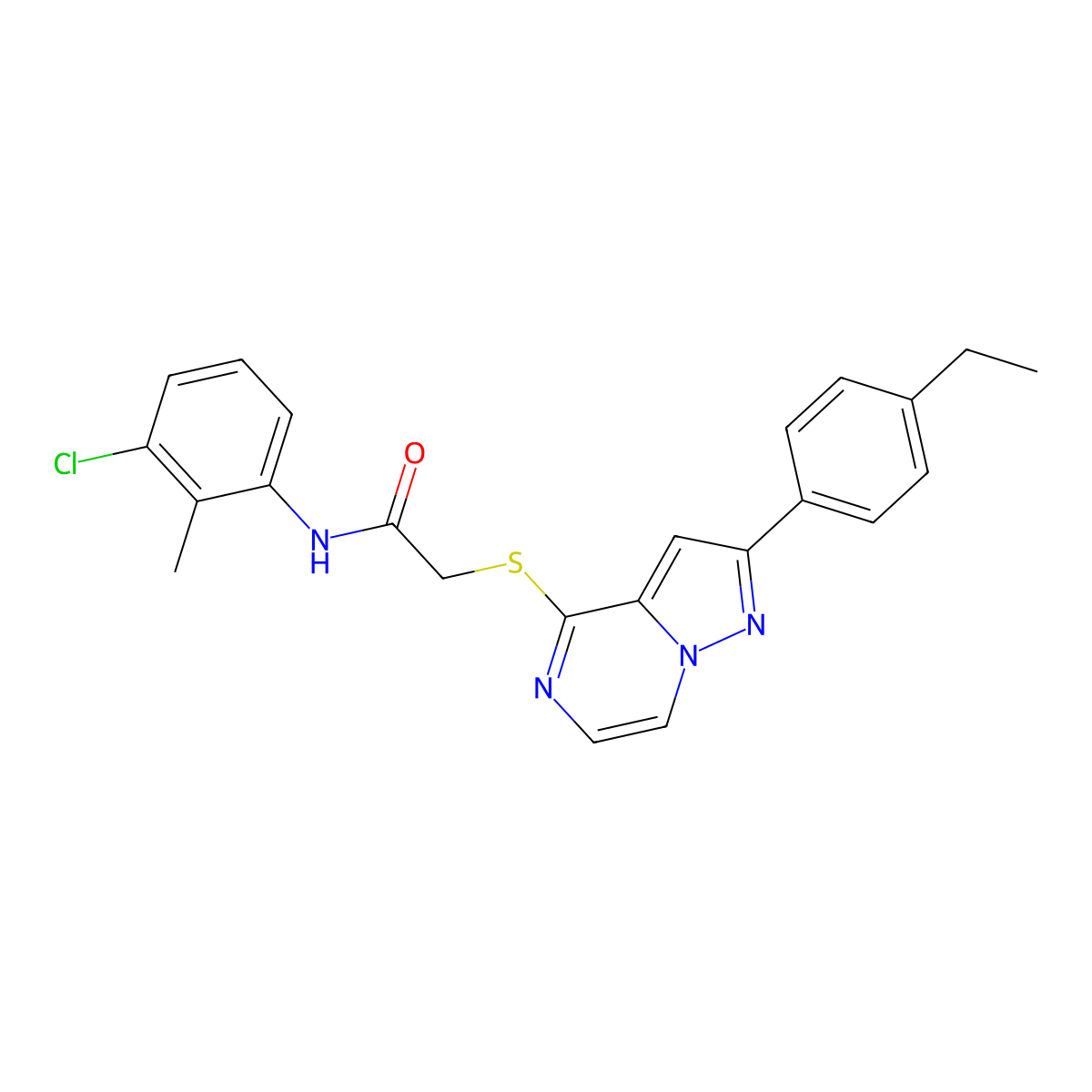 N-(3-chloro-2-methylphenyl)-2-{[2-(4-ethylphenyl)pyrazolo[1,5-a]pyrazin-4-yl]sulfanyl}acetamide molecular structure, CAS 1040652-60-5