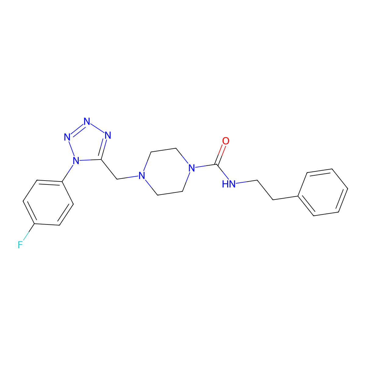 4-((1-(4-fluorophenyl)-1H-tetrazol-5-yl)methyl)-N-phenethylpiperazine-1-carboxamide molecular structure, CAS 1040652-65-0