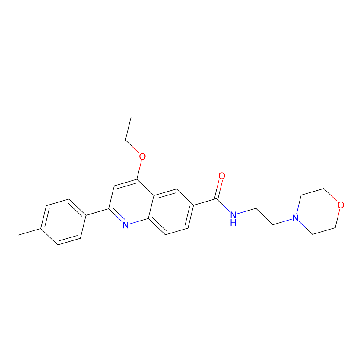 4-ethoxy-N-(2-morpholinoethyl)-2-(p-tolyl)quinoline-6-carboxamide molecular structure, CAS 1040652-66-1