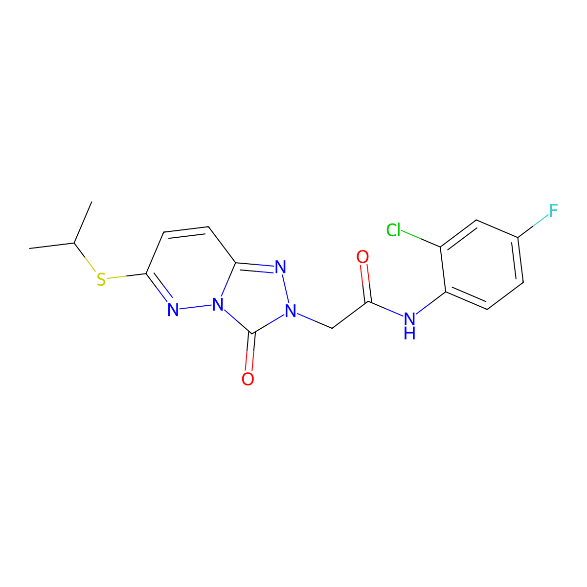 N-(2-chloro-4-fluorophenyl)-2-(6-(isopropylthio)-3-oxo-[1,2,4]triazolo[4,3-b]pyridazin-2(3H)-yl)acetamide molecular structure, CAS 1040652-68-3