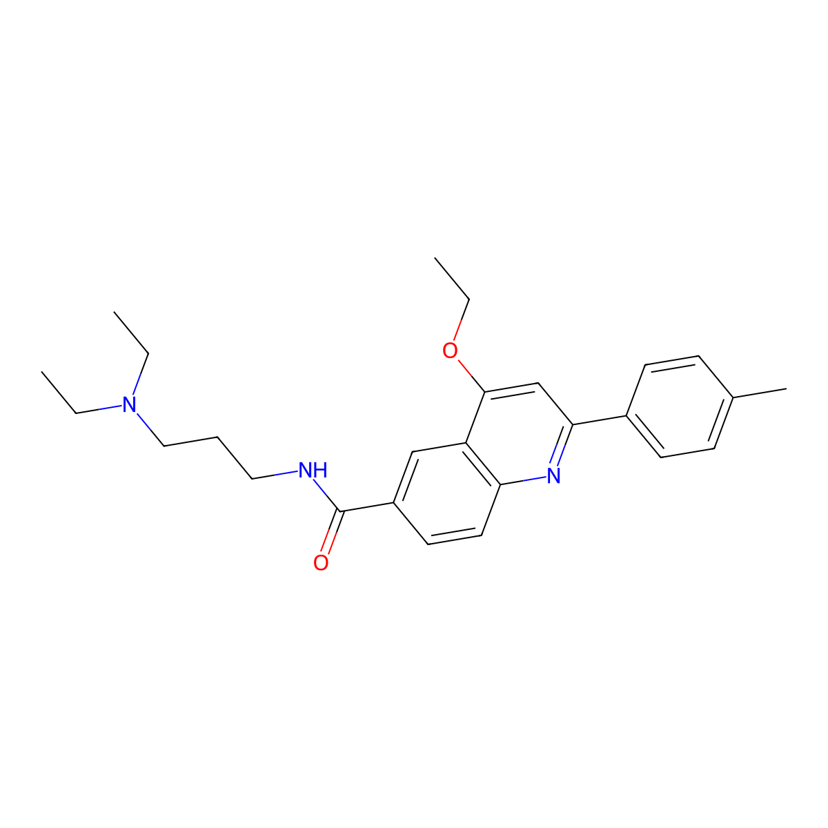 N-(3-(diethylamino)propyl)-4-ethoxy-2-(p-tolyl)quinoline-6-carboxamide molecular structure, CAS 1040652-73-0