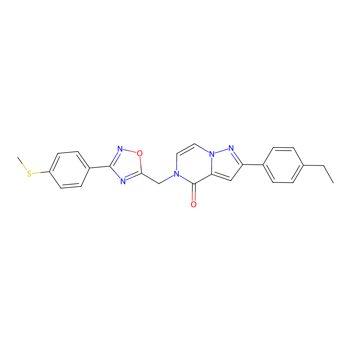 2-(4-ethylphenyl)-5-({3-[4-(methylsulfanyl)phenyl]-1,2,4-oxadiazol-5-yl}methyl)-4H,5H-pyrazolo[1,5-a]pyrazin-4-one molecular structure, CAS 1040652-84-3