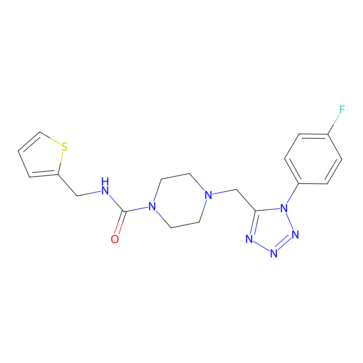 4-((1-(4-fluorophenyl)-1H-tetrazol-5-yl)methyl)-N-(thiophen-2-ylmethyl)piperazine-1-carboxamide molecular structure, CAS 1040652-86-5