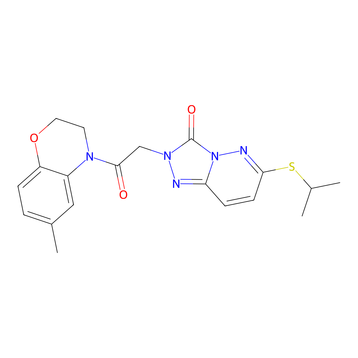 6-(isopropylthio)-2-(2-(6-methyl-2H-benzo[b][1,4]oxazin-4(3H)-yl)-2-oxoethyl)-[1,2,4]triazolo[4,3-b]pyridazin-3(2H)-one molecular structure, CAS 1040652-89-8