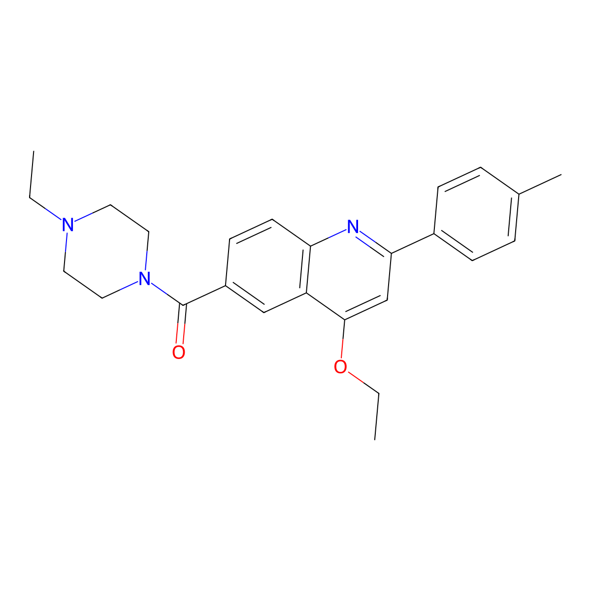 4-Ethoxy-6-(4-ethylpiperazine-1-carbonyl)-2-(4-methylphenyl)quinoline molecular structure, CAS 1040652-95-6